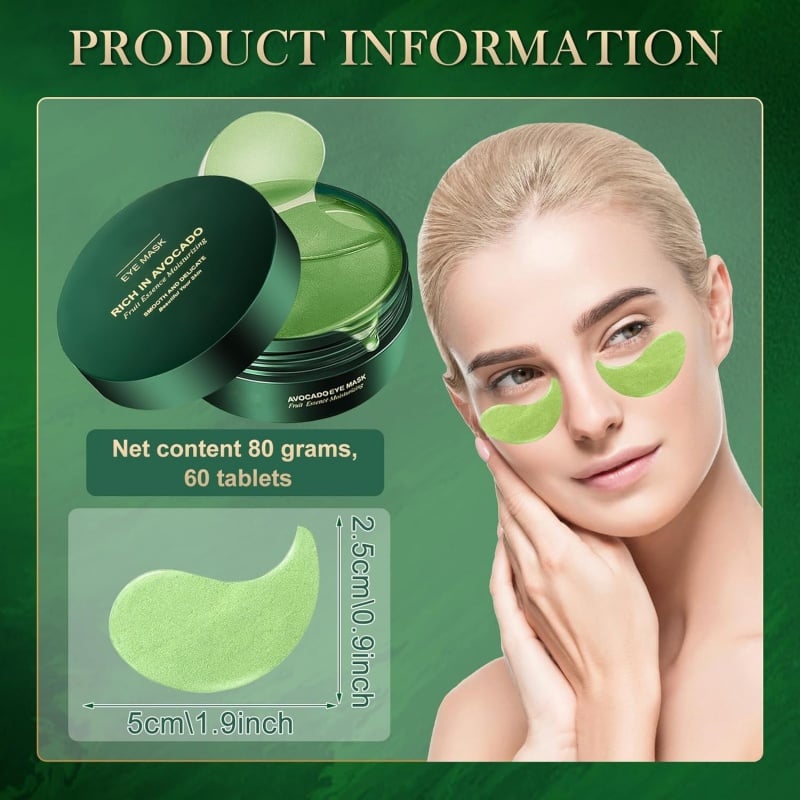 🥑Summer Hot Sale 🔥 Avocado Moisturizing Collagen Eye bagMask,60pcs/set
