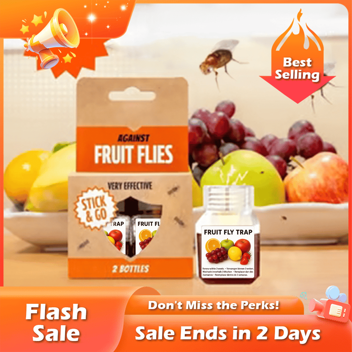 🏆Flash Sale⚡ 50K+ SOLD! Almost Gone-💥Fruit Fly Trap - Environmentally Responsible Fruit Fly Killer  - Up to 3 Weeks per Bottle,Best Gifts