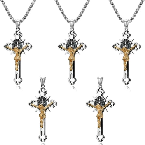 ST.Benedict Protection Cross Power Pendant Necklace