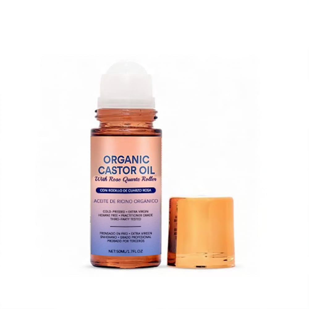 🏆#1 Best Seller ⏰Organic Golden Castor Oil Roll-On with Rose Quartz