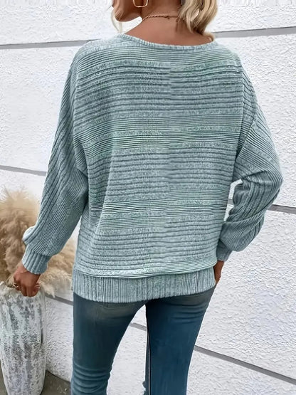 ⏰Women's Soft Solid Batwing Sleeve Pullover Long Sleeve Top