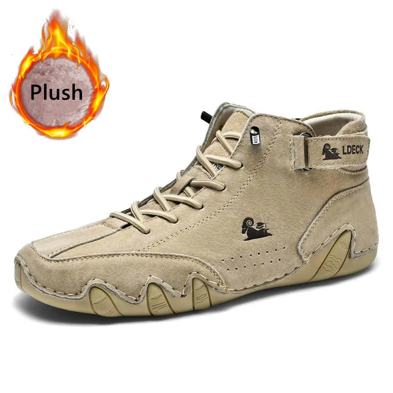 Last Day 50% OFF🔥Men's Handmade Outdoor Waterproof Suede Velcro High Boots