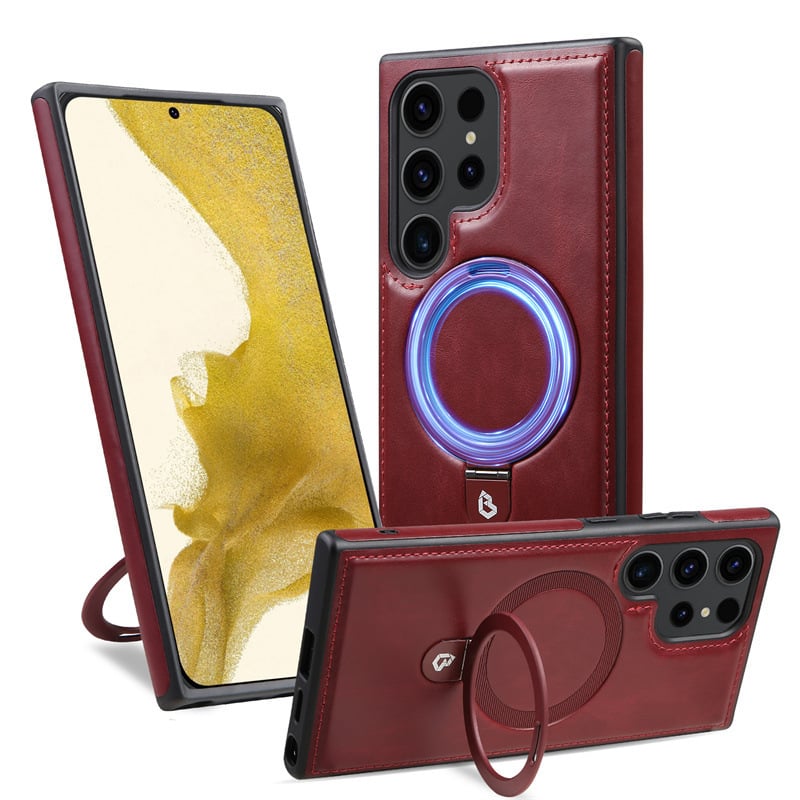 Samsung Luxurious Leather Magnetic Case with Invisible Stand for Samsung  S series