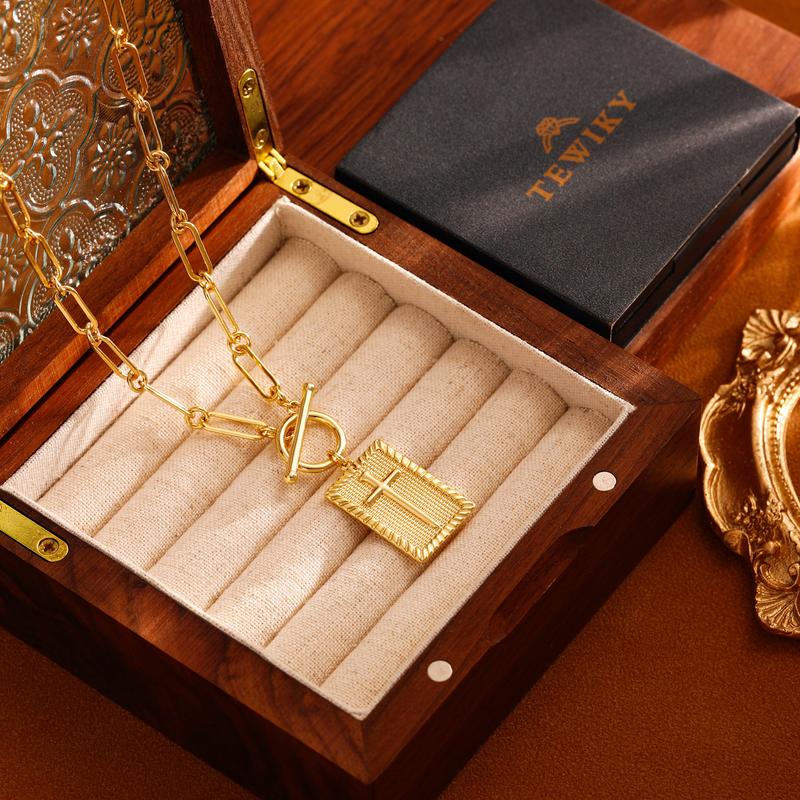 ✝️ Cross Pendant Paperclip Chain Necklace, Unisex, Waterproof and Sweat-Resistant, Fade-Proof