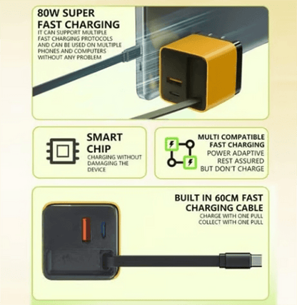 🎁✨3 in 1 Charger Retractable 80W MAX Fast