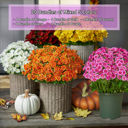 🏆Flash Sale⚡Artificial Outdoor Sunset Mums Flowers - UV resistant, Waterproof, Windproof