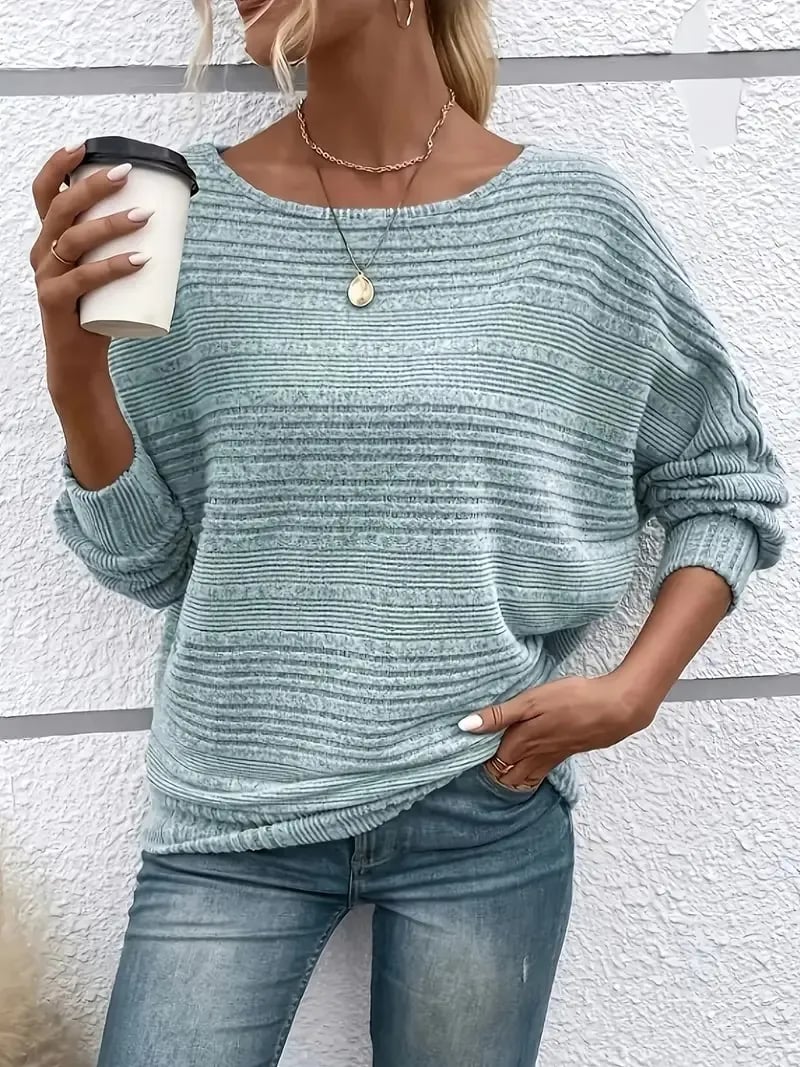 ⏰Women's Soft Solid Batwing Sleeve Pullover Long Sleeve Top