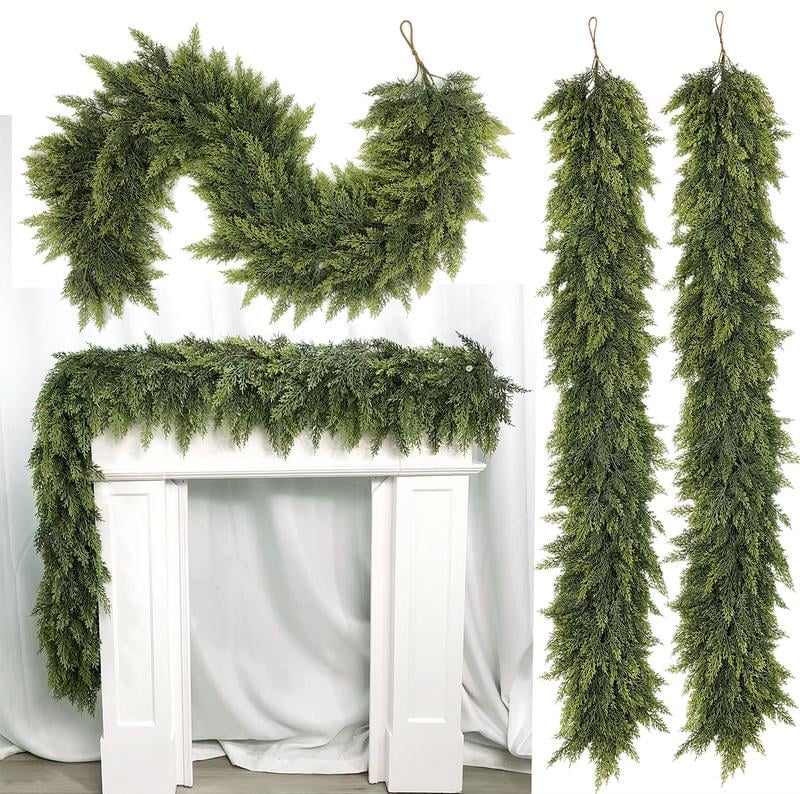 💥6 FT Artificial  Cypress Rattan – Real Touch Winter Greenery