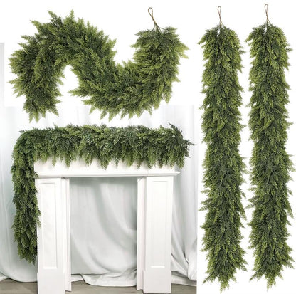 💥6 FT Artificial  Cypress Rattan – Real Touch Winter Greenery